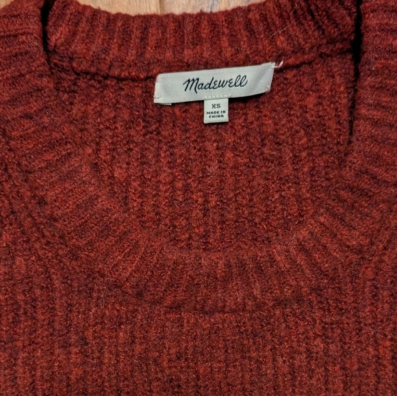 Madewell Peplum Pullover Knit Sweater Women's XS Heather Noir Burgundy Wool - Picture 9 of 9